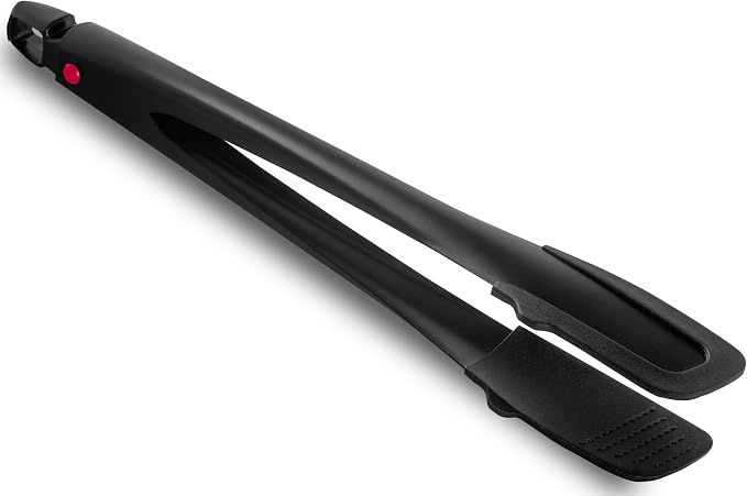 Professional Stainless Steel Kitchen Tongs, Dishwasher safe 12'' Black | Food-Grade Silicone Anti-Slip Design with Comfortable Grip, Multi-Purpose for Salad Serving, BBQ and Cooking