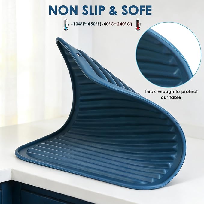 Silicone Mats for Kitchen Counter, 9x12'' Trivets for Hot Pots and Pans, Navy Blue Silicone Trivets for Hot Dishes, Protect Table Quartz Countertops, Indigo