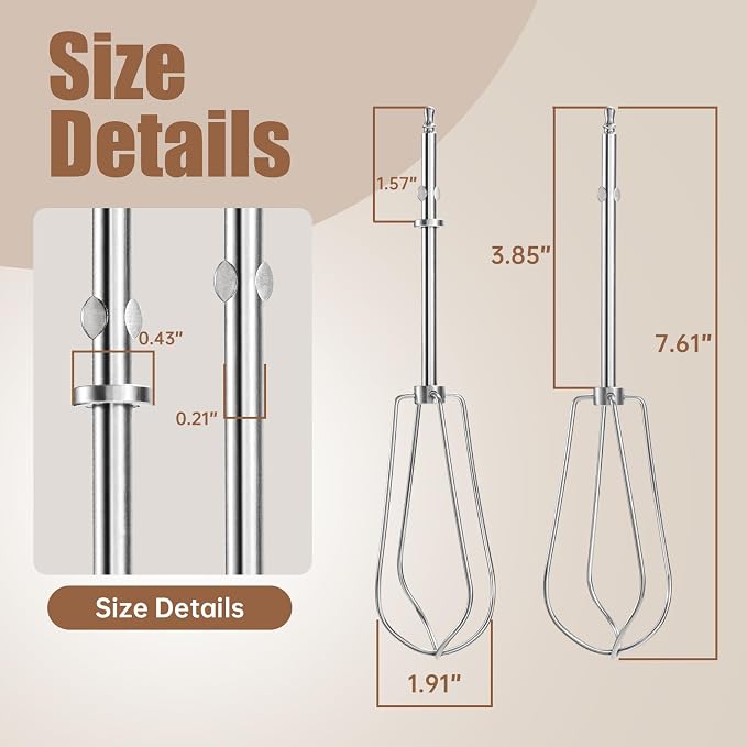 Replacement Beaters for Cuisinart Hand Mixer CHM-3 CHM-5 CHM-7 HM-50 HM-70 HM-90 HTM-9LT, Hand Blender Replacement Parts CHM-BTR Whisk Attachments