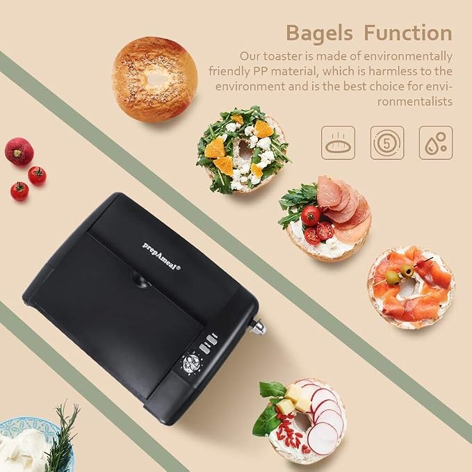 Long Slot Toaster 2 Slice Wide Slot Bread & Bagel Toaster (Black) | 1400W Slim Toaster, Thin & Compact Toaster, Removable Crumb Tray, 6 Shade Settings