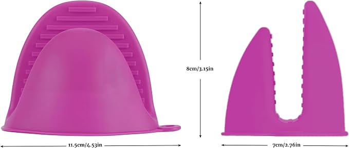 1 Pair Magenta,Mini Silicone Oven Gloves, Mini Finger Protector Pot Holder for Kitchen,Cooking,Baking,BBQHeat Resistant Gloves，can be Washed in the Dishwasher