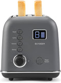 BUYDEEM DT730 Motorized Toaster, 2-Slice Smart Digital Leverless Toaster with LCD Countdown Timer, 9-Shade Settings for Toast, Bagels, Waffles, Muffins