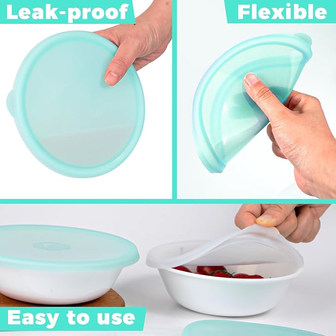 Silicone Lids for Corelle Vitrelle, 4 Pack Corelle Bowl Lids for 18-Oz Soup/Cereal Bowls, Freezer Microwave Dishwasher Safe