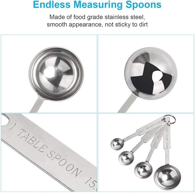 5PCS Measuring Spoons Set, Include 1/8,1/4,1/2,1 tsp, and 1tbsp Cup | Measuring Spoons Set,Includes 1/8 tsp,1/4 tsp,1/2 tsp,1 tsp,1 tbsp,Stainless Steel measuring cups, Teaspoon for Measure