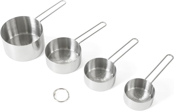 Martha Stewart Richburn 4-Piece Stainless Steel Measuring Cups Set – Durable and Accurate Kitchen Measuring Tools for Baking and Cooking (Pack of 4)