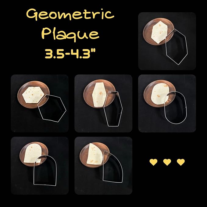 6 Pcs Geometric Plaque Cookie Cutter Set, 4.0" Dishwasher-Safe | Rounded-edge stainless steel cutters for cookies, fondant, sandwiches, birthdays, weddings and family baking treats