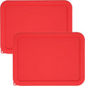3 Cup Rectangle Silicone Storage Cover Lids Replacement for Pyrex 7210-PC Glass Bowls, (Container not Included) 2 Pack, Microwave, Dishwasher and Freezer Safe (Cherry Red)
