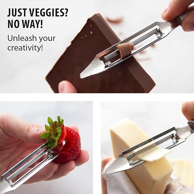 Rada Cutlery Vegetable Peeler (R132), Silver Handle, Pack of 6 | 1.75" Stainless Steel Swiveling Blade, Silver Cast Aluminum Handle