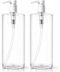 Bar5F Pump Bottle 2-Pack 32-Ounce 1-Liter Empty | For Shampoo Conditioner Body Wash Lotion, BPA-Free, Crystal-Clear