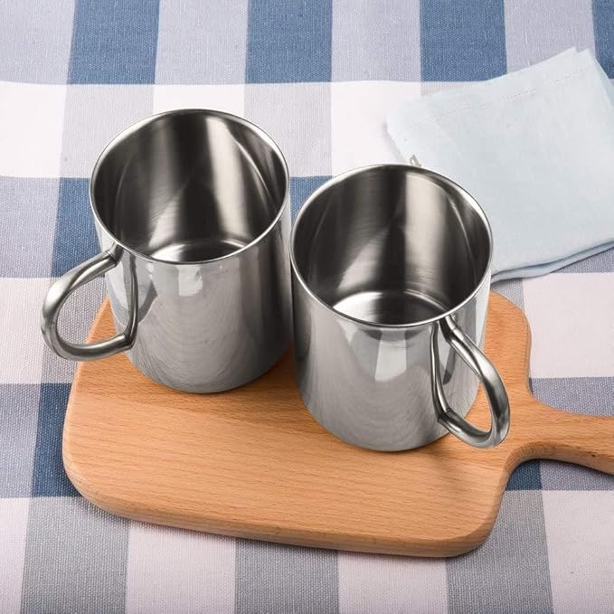 IMEEA Small Coffee Mug 10oz Double Wall Stainless Steel Cups, Set of 2