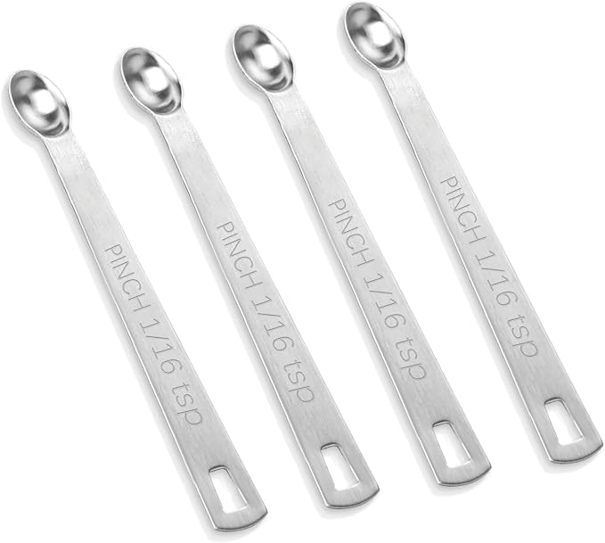 4 PCS 1/16 Teaspoon (1/16 Tsp | 0.33 mL | 0.33 cc) Single Measuring Spoon, Stainless Steel 1/16 Tsp Small Measuring Spoon Mini Measuring Spoons