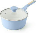 SENSARTE Ceramic Nonstick Saucepan with Lid 1.5 QT, PTFE/PFAS Free, Blue | Small Kitchen Cooking Pot with Stay Cool Handle, Induction Compatible, Ceramic Coating