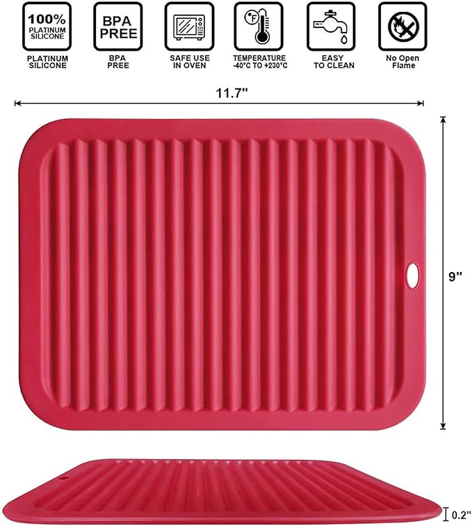Walfos Silicone Trivets for Hot Pots and Pans - Heat Resistant Hot Pads for Kitchen Counter- Multi-Purpose & Versatile Trivet Mat - Long-Lasting & Flexible Silicone Hot Pad