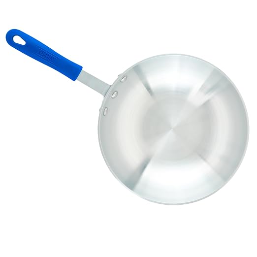 Winco Aluminum Stir Fry Pan, 11-Inch,Silver | Deep sides, Great for Sauteing, Searing, Frying and Restaurant Kitchens