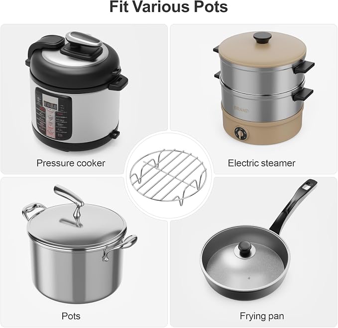 Instant Pot Steamer Rack - Stainless Steel Instant Pot Accessories, 2 Pack Steam Rack for 6, 8 Qt Pressure Cooker, Cooking Cooling Steaming Baking Rack 7.7''