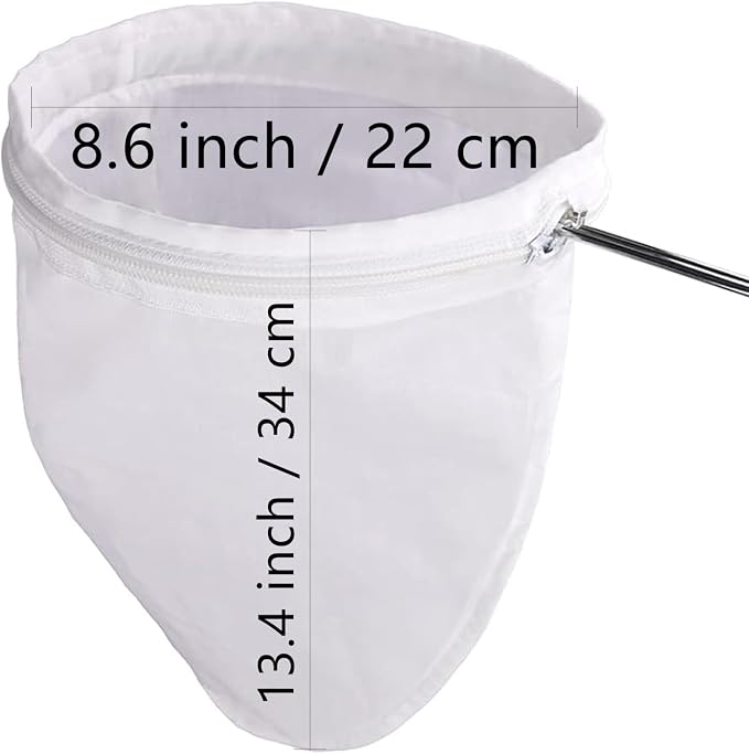 WMKGG Ultra Fine Mesh Strainer Bags, Reusable Filter Bags with Stainless Steel Handle Frame for Filter NutMilk, Coffee, Milk, Butter, Juices and Fresh Cheese (Large Size)