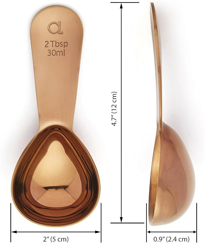 Coffee Scoop (Set of 2) - 2 Tablespoon (2 Tbsp / 1/8 Cup / 1 oz) - The Best Stainless Steel Measuring Spoons for Coffee, Tea, and More (2, Rose Gold)