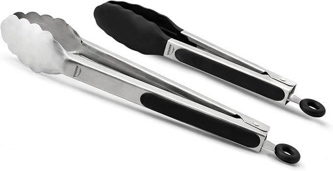 Silicone Tongs for Cooking Kitchen Tongs with Silicone Tips | 9" & 12" Cooking Tongs Heat Resistant Diswasher Safe