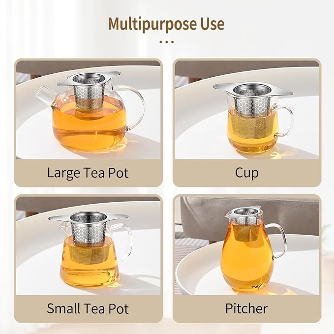 Tea Infuser for Loose Leaf Tea, BOMANSI BOMS 316 Stainless Steel Tea Infuser with Handles, Extra Fine Mesh Tea Strainers Filter Fine Tea Leaves, Fits Tea Pots, Mugs, 1 Pack