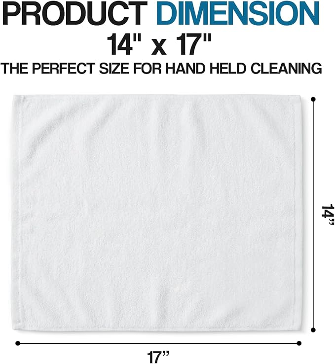 Avalon Towels Bar Towels (Pack of 120) Size 14x17 Inches – 100% Cotton, Absorbent and Reusable Cleaning Rags, Multipurpose Cleaning Towels, Terry Cloth Rags, Durable Shop Rags (White)