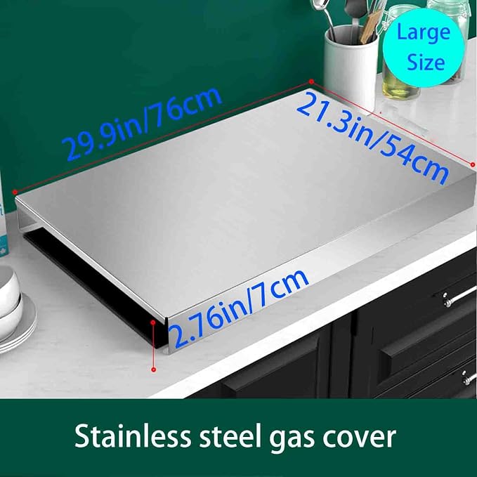 HJJKKH Gas Stove Top Cover, Stove Burner Covers, Stainless Steel Stovetop Noodle Board for Cooktop RV Sink Electric Stove L29.9 x W21.3 x H2.76 Kitchen Stove Rack, Cooker Top Bracket Large