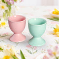 Cinf Ceramic Egg Cup Set, 2 Pack, Macaron Boiled Egg Holders for Breakfast | Set of 2 ceramic egg cups, colorful macaron design, stable base, easy to clean, ideal for boiled eggs breakfast serving