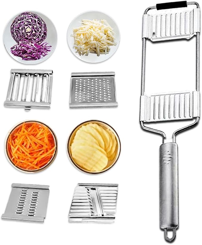 Multi-Purpose Vegetable Slicer Cuts Set - 4 Blade Set for Cheese, Fruit & Veg