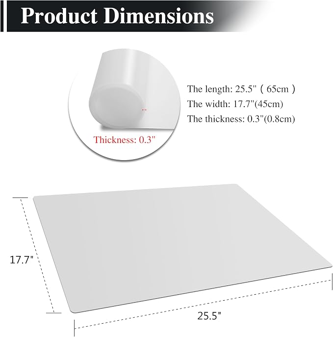 Large Silicone Mats for Kitchen Counte, YACEYACE 2Pcs 25"x 17" Frosted Silicone Mat, Silicone Craft Mats for Jewelry Resin, Heat Resistant, Baking