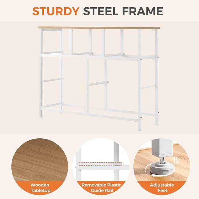 Sweetcrispy 7 Drawer Dresser for Bedroom Storage, Fabric Bins, Light Grey | Anti-Tip Closet Organizer, Wooden Top and Sturdy Steel Frame, Spacious Drawers for Clothes Storage, Hallway Entryway