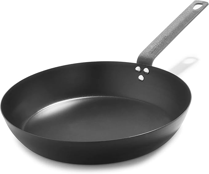 Merten & Storck 12" Pre-Seasoned Carbon Steel Frying Pan Skillet | Natural Nonstick with Use, Induction & All Stovetop Suitable, Grill & Campfire Safe, Even Heating, Indoor/Outdoor Use