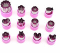 12-Piece Cookie Cutters Set-Stainless Steel&BPA-Free Shapes for Baking (Bear,Rabbit,Star,Flower) DIY Cookies,Mini Pies,Fondant,Veggies|Dishwasher Safe,Gift for & teenager Parents (12, Purple)