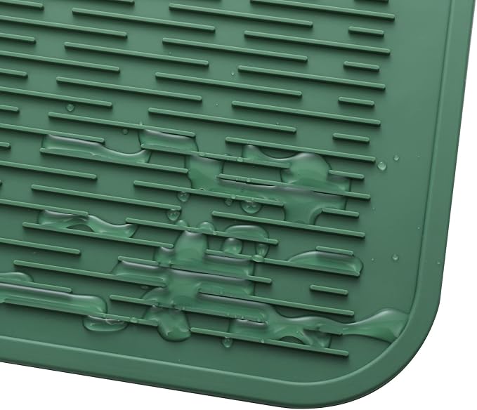 MicoYang Silicone Dish Drying Mat for Multiple Usage,Easy clean,Eco-friendly,Heat-resistant Silicone Mat for Kitchen Counter or Sink,Refrigerator or Drawer Liner Green 3XL 28 inches x 18 inches