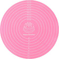 Silicone Baking Mat Cake Mat Round Silicone Baking Mat with Measurements for Cake Turntable Stand Pastry Baking Sheet, Non-Stick and Heat Resistant (Pink)