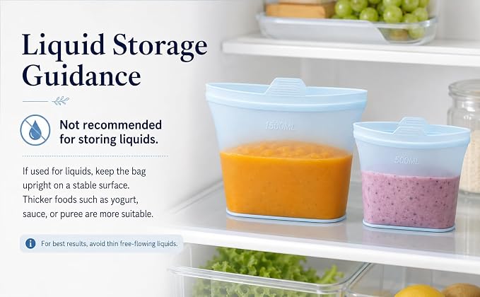 Reusable Silicone Food Storage Bags, 3 Pack 17/34/50 oz, Snack & Meal Prep(Blue)