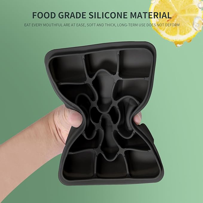 Tvmania Ice Cube Trays Set of 2, 15-Cube Silicone Molds with Removable Lids | Stackable, easy release, BPA-free, reusable, for freezer and whiskey
