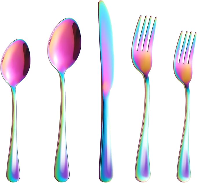 30 Piece Silverware Set, Flatware Cutlery Set for 6, 18/0 Stainless Steel Silverware, Durable Home Kitchen Eating Tableware Set,Restaurant, Wedding, Party,Dishwasher Safe