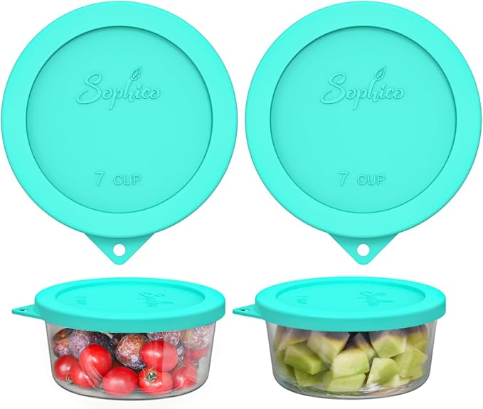 SOPHICO 7Cup Round Silicone Lid Replacement for Pyrex&AnchorHocking 7402-PC | Food Grade Silicone, Leakproof、Airtight Lids, Dishwasher Microwave Safe