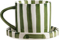 8 Oz Coffee Mug Large Espresso Cups With Saucer Ceramic Coffee Mugs Porcelain Coffee Cup With Saucer Hand-Painted Striped Art Cup And Saucer,C