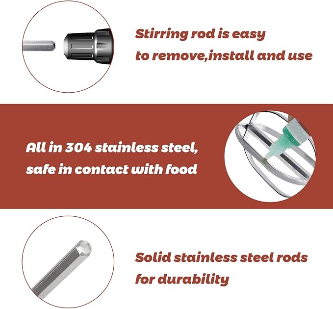 Hand Mixer Beaters used with Standard Hand Drill,Meat Chopper,Hamburger Chopper,Potato Masher,304 Stainless Steel Meat Whisk for Stirring Eggs,Chocolate,Butter,Patties and Cream