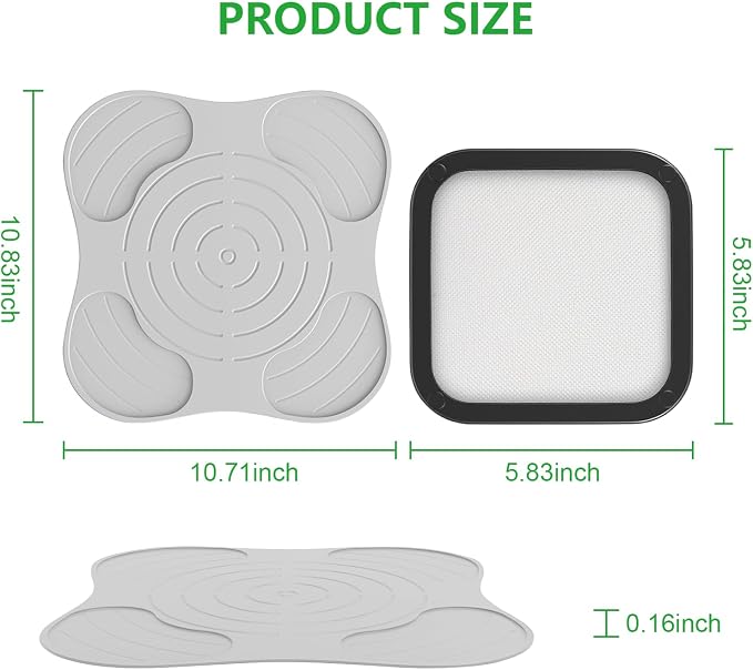 2 Pcs Silicone Heat Resistant Mat & Splatter Shield, Beige | Foldable Silicone Accessories for Air Fryer Countertop Protection Cooking Prep and Kitchen Use