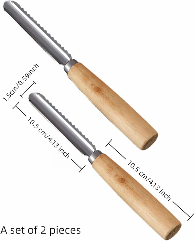 2-Pack Vegetable Corer Tool - 8" Stainless Steel Fruit & Veggie Corer for Zucchini, Apples, Eggplant - Hollow Out for Stuffing with Wood Handle - Kitchen Coring Tool