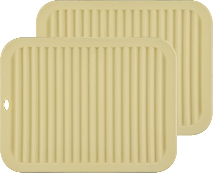 Silicone Trivets for Hot Dishes, Pots and Pans, Hot Pads for Kitchen Counter, Silicone Pot Holders Mats, Heat Resistant Mat for Quartz Countertops, Table Non Slip Trivet Mat Set Beige