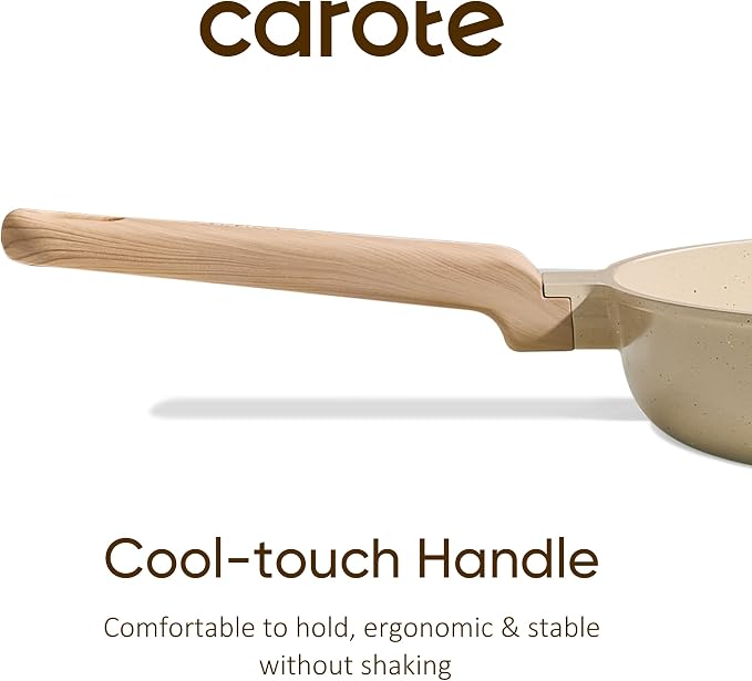 CAROTE 12" Frying Pan Set, Ceramic Frying Pan, Non-Toxic PTFE & PFOA Free Fry Pan & Omelet Pan, Compatible with Induction, Gas Cooktops