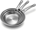 VocVoi Tri-Ply Stainless Steel Frying Pans Set,PFOA&PTFE Free Skillets,Chef's Pan Set(8+10+12inch) Frying Pans for cooking,Induction Cookware Sets,Dishwasher and Oven Safe Kitchen set