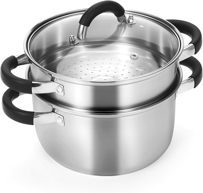 Kirecoo 3.2QT Stainless Steel Steamer for Cooking with Lid & Steamer Basket