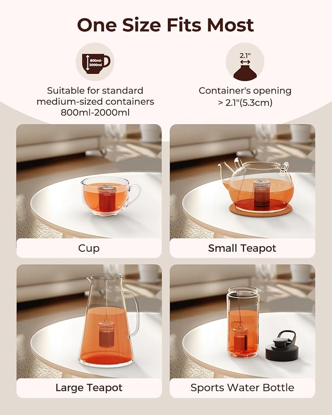 2 Pack Reinmoson Large Tea Infuser for Loose Tea & Spice Ball for Cooking | 2.1” x 2.9” Extra Fine Mesh Large Tea Strainers, 304 Stainless Steel Loose Leaf Tea Steeper for Black Tea, Rooibos, etc