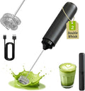 Electric Matcha whisk,Portable Milk Frother Handheld Electric Foam Maker | Drink Mixer with Stainless Steel Whisk for Cappuccino, Bulletproof Coffee, Latte, Black, without Stand, USB-C Rechargeable