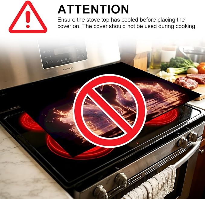 Glowing Swan Stove Top Cover 28.35x20.47 in Non Slip Mat | Heat Resistant Cooktop Protector Mat with Non-Slip Backing, Scratch Protection and Countertop Drying Mat.