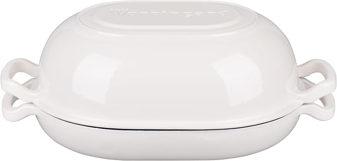 VORRINGARD Enameled Cast Iron Sourdough Bread Oven, Dutch Oven, Loaf Cast Iron Bread Pan for Homemade Bread Baking, Meatloaf Pan with Lid, 7QT, White