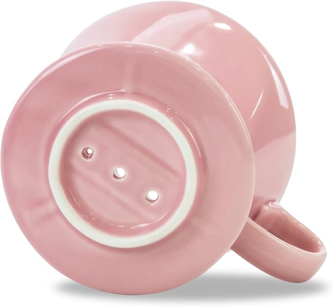 Pour Over Ceramic, Coffee Dripper Ceramic Coffee Maker,Pink | 3 Holes Flat Bottom, Porcelain Slow Filter Cone for Travel, Camping, Office, Home, Coffee Maker Brew